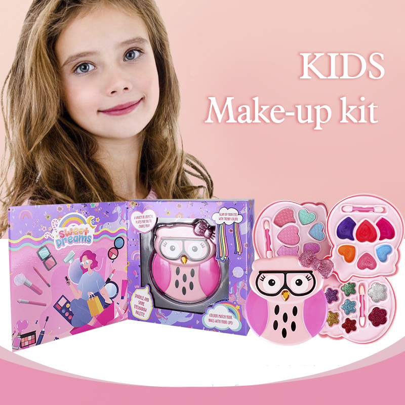 Miss Young Pink Owl Kids Cosmetic Set Toy Kids Make Up Kits All Natural 2101B