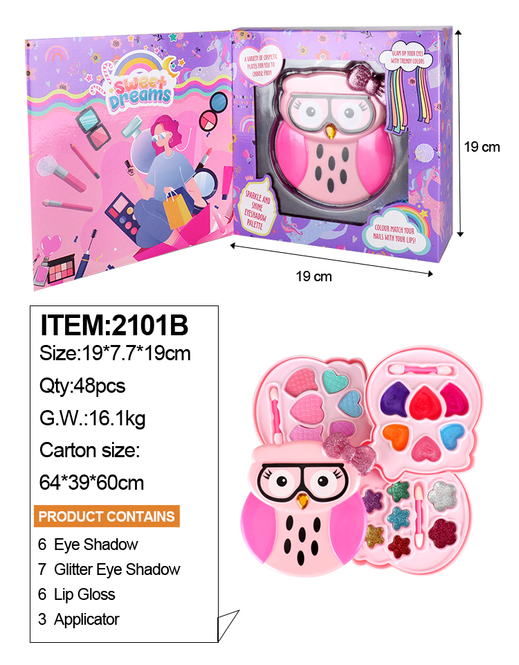 Miss Young Pink Owl Kids Cosmetic Set Toy Kids Make Up Kits All Natural 2101B