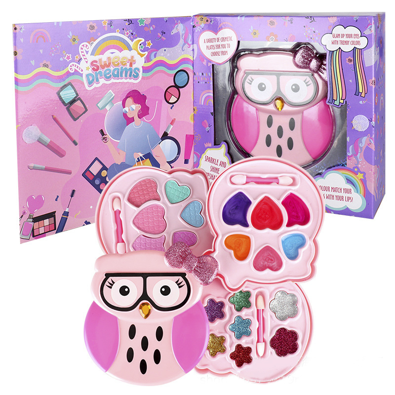 Miss Young Pink Owl Kids Cosmetic Set Toy Kids Make Up Kits All Natural 2101B