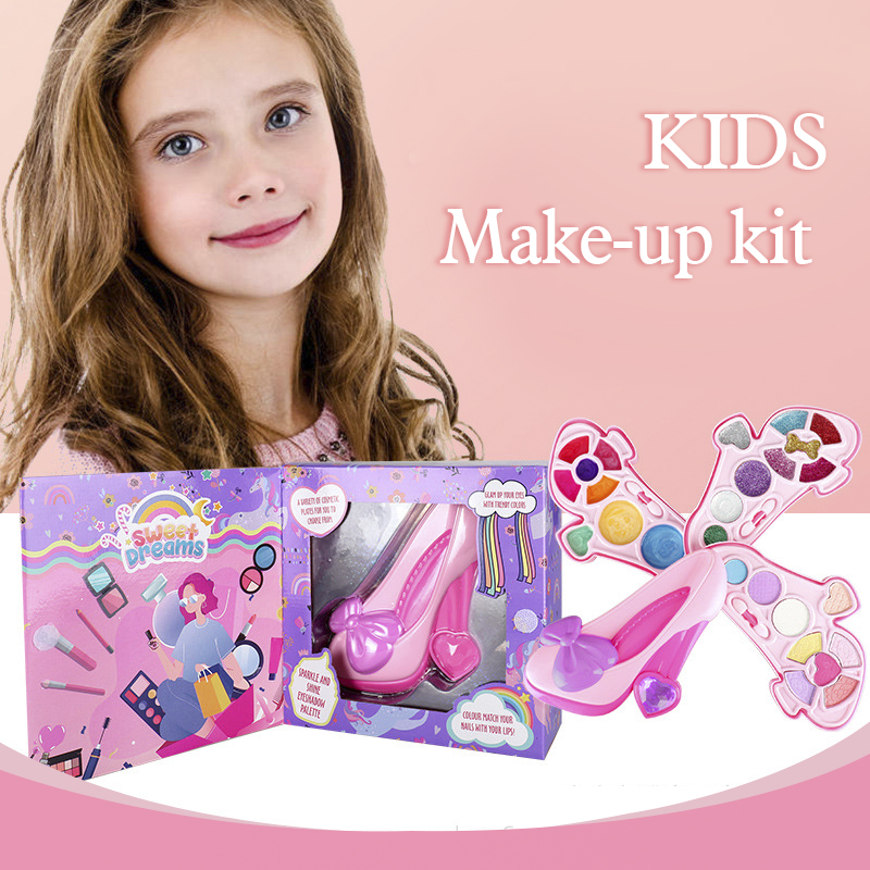 Miss Young Pink High Heels Kids Cosmetic Set Toy Kids Make Up Kits All Natural 2101D