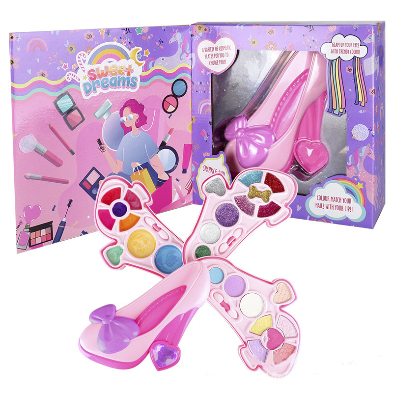 Miss Young Pink High Heels Kids Cosmetic Set Toy Kids Make Up Kits All Natural 2101D