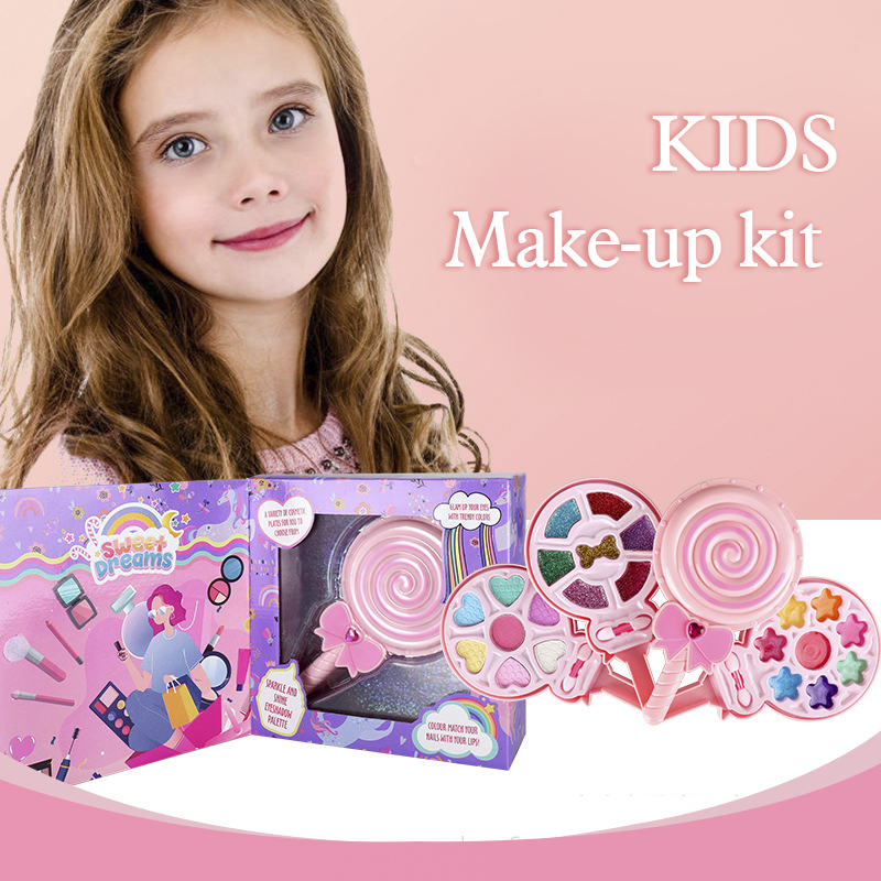 Miss Young Cute Pink Lollipop Kids Cosmetic Set Toy Kids Make Up Kits All Natural 2101A