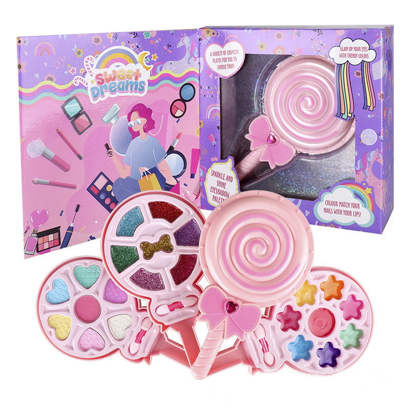 Miss Young Cute Pink Lollipop Kids Cosmetic Set Toy Kids Make Up Kits All Natural 2101A