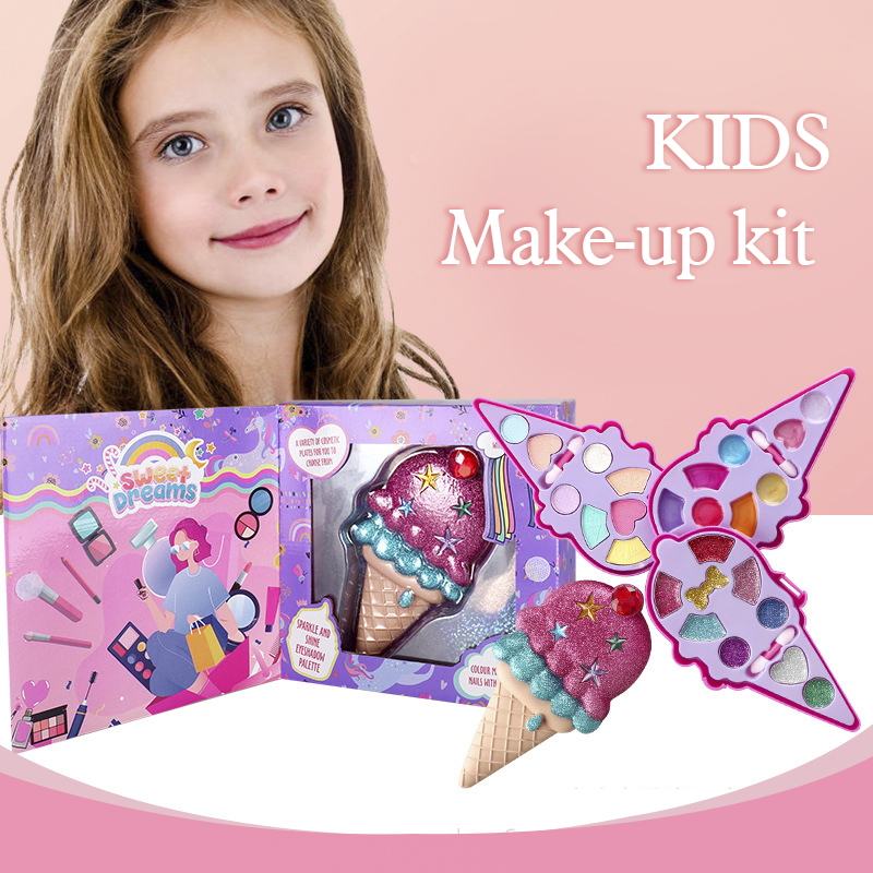 Miss Young Cute Pink Ice Cream Kids Cosmetic Set Toy Kids Make Up Kits All Natural 2101A