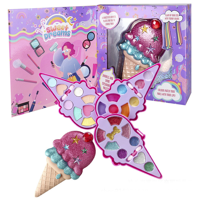 Miss Young Cute Pink Ice Cream Kids Cosmetic Set Toy Kids Make Up Kits All Natural 2101A