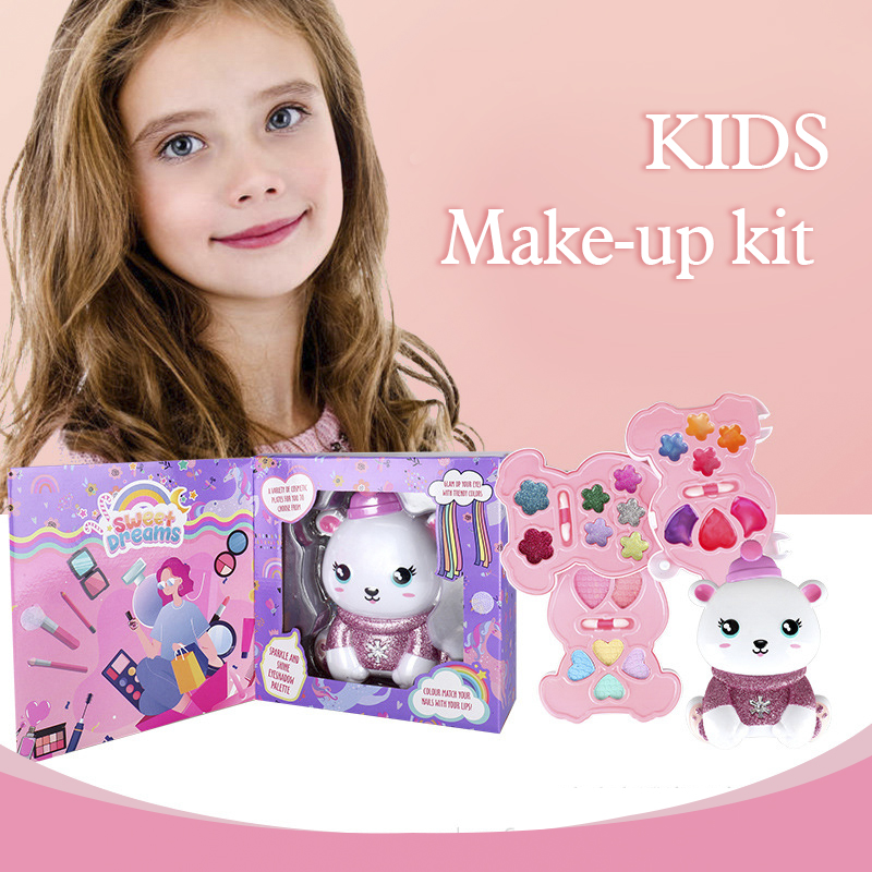 Miss Young Cute Pink Bear Kids Cosmetic Set Toy Kids Make Up Kits All Natural 2101H