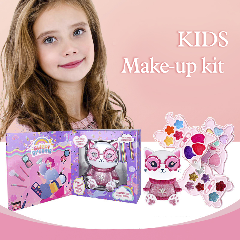 Miss Young Cute Pink Glass Bear Kids Cosmetic Set Toy Kids Make Up Kits All Natural 2101I