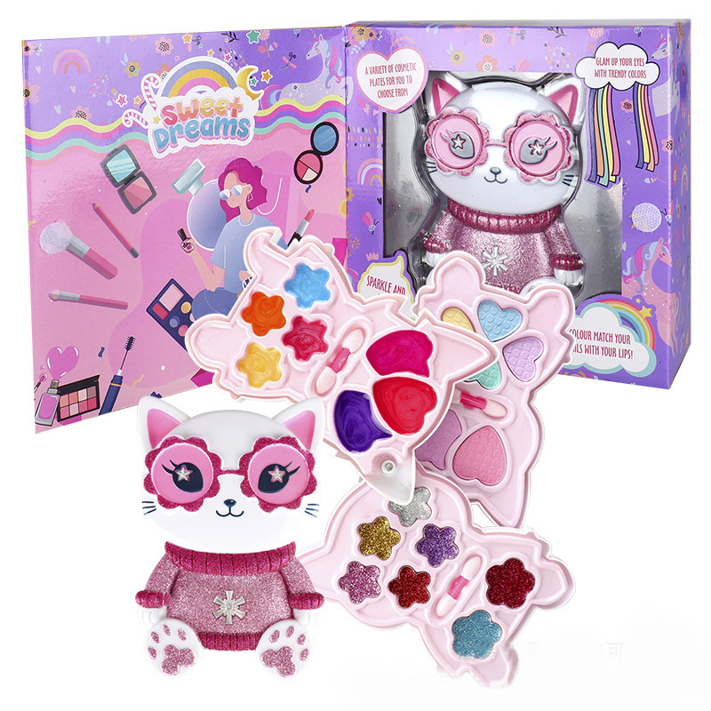 Miss Young Cute Pink Glass Bear Kids Cosmetic Set Toy Kids Make Up Kits All Natural 2101I