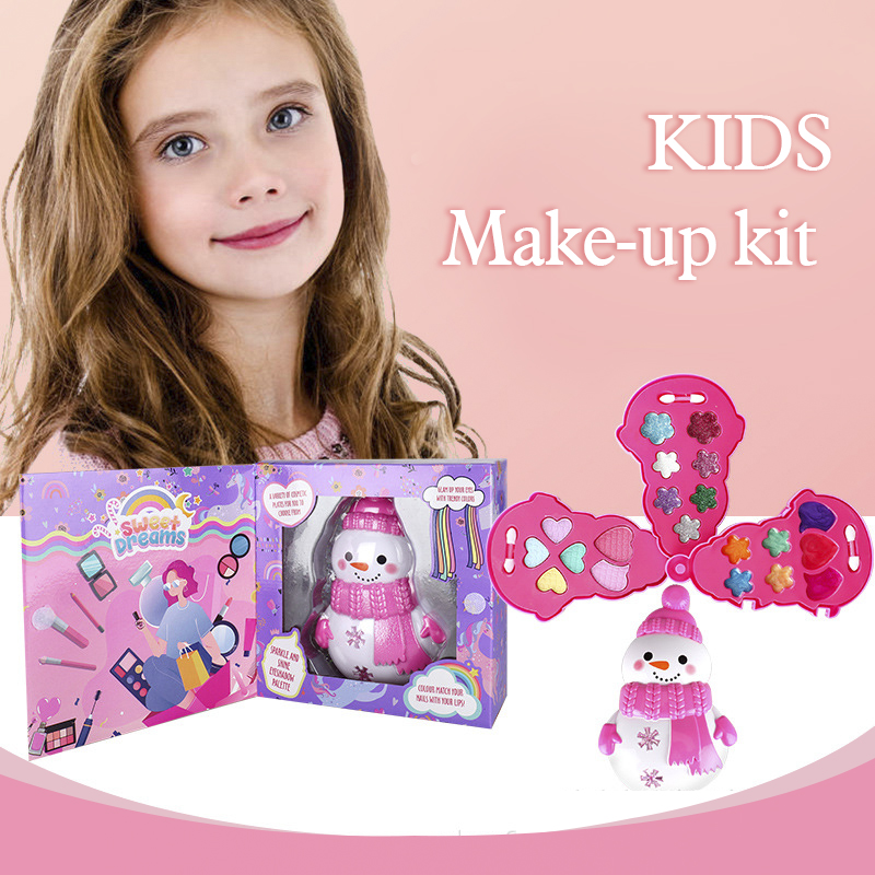 Miss Young Cute Pink Snowman Kids Cosmetic Set Toy Kids Make Up Kits All Natural 2101J