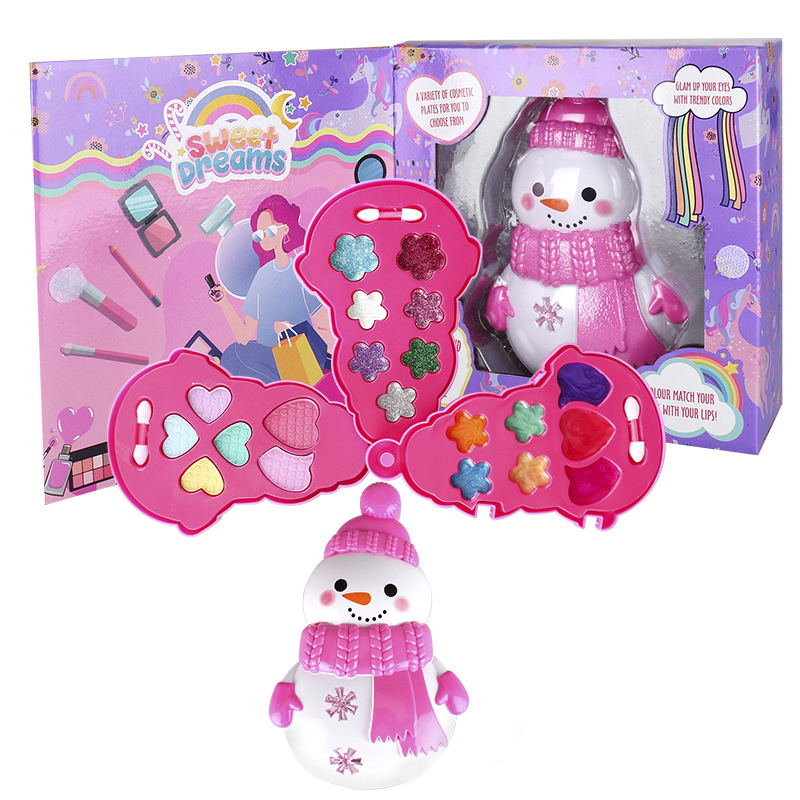 Miss Young Cute Pink Snowman Kids Cosmetic Set Toy Kids Make Up Kits All Natural 2101J