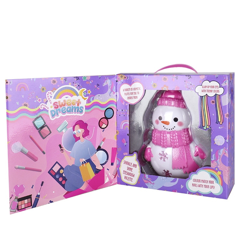 Miss Young Cute Pink Snowman Kids Cosmetic Set Toy Kids Make Up Kits All Natural 2101J