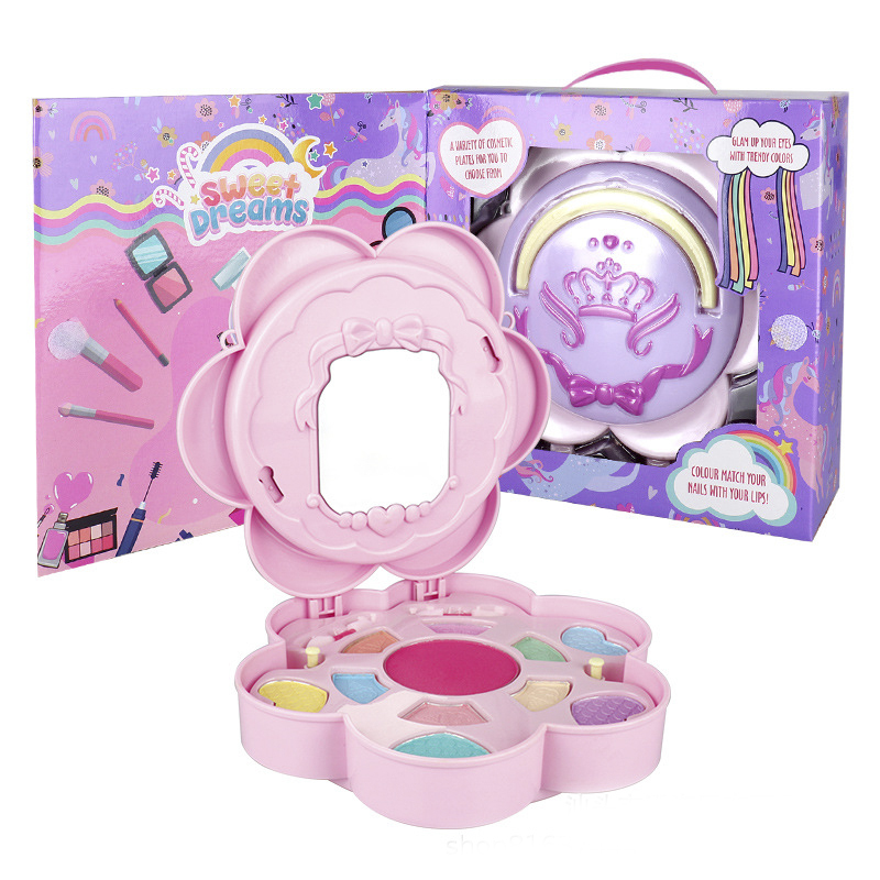 Miss Young Cute Pink Round Flower Kids Cosmetic Set Eye Shadow Toy Kids Make Up Kits All Natural 2101L