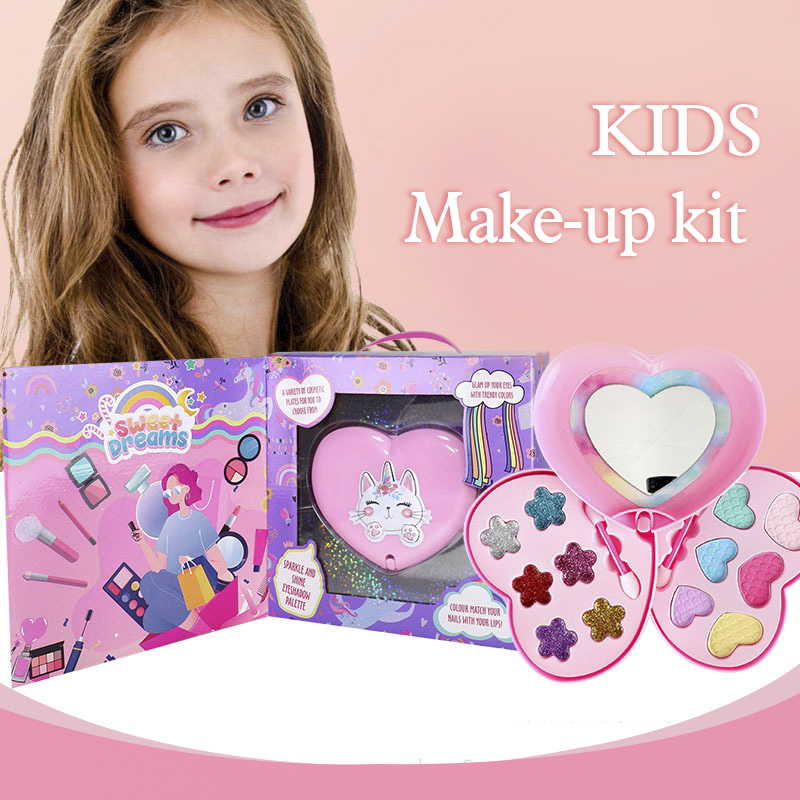 Miss Young Cute Pink Heart Shape Kids Cosmetic Set Toy Kids Make Up Kits All Natural 2101N