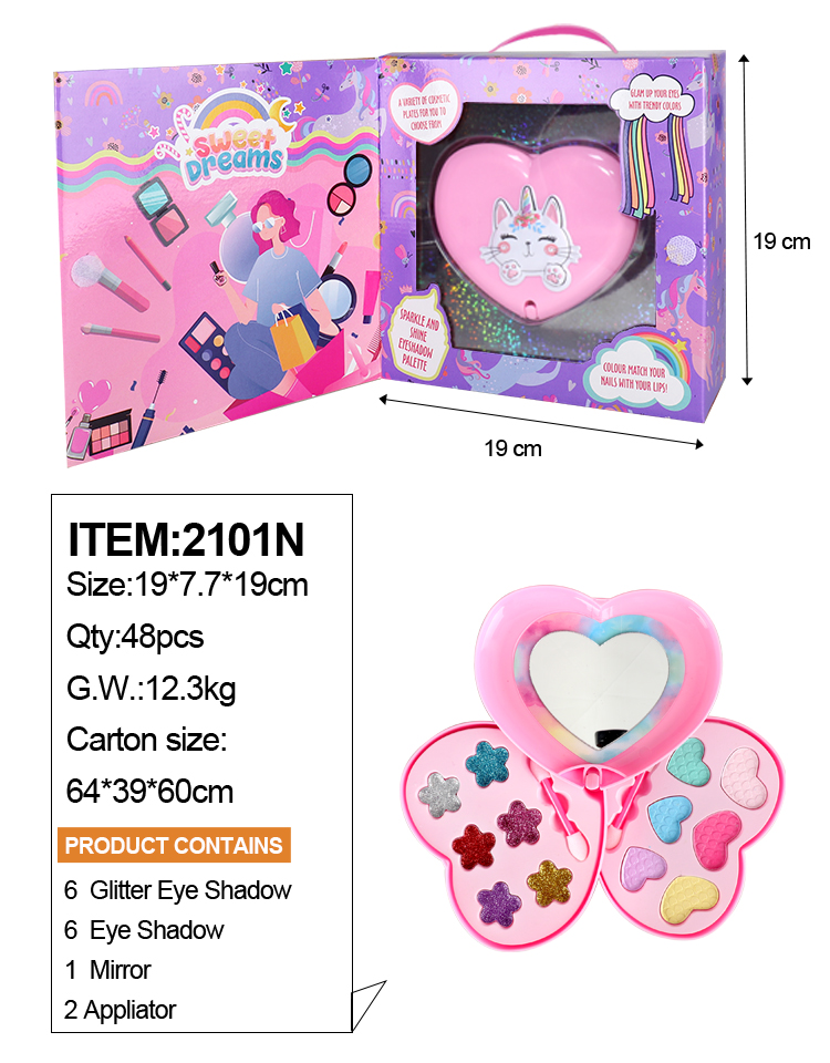 Miss Young Cute Pink Heart Shape Kids Cosmetic Set Toy Kids Make Up Kits All Natural 2101N