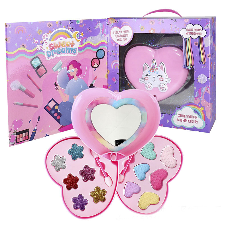 Miss Young Cute Pink Heart Shape Kids Cosmetic Set Toy Kids Make Up Kits All Natural 2101N