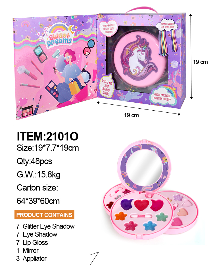 Miss Young Cute Pink Round Kids Cosmetic Set Toy Kids Make Up Kits All Natural 2101O