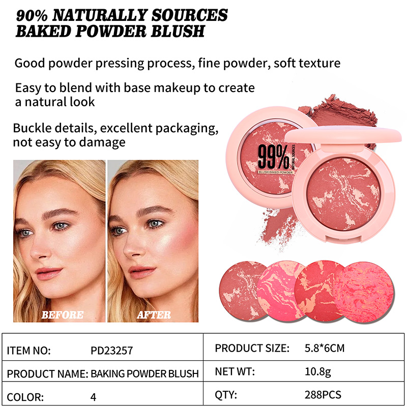 90% Naturally Sources Soft Texture Baked Powder Blush PD23257
