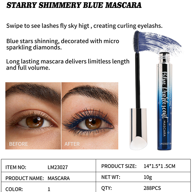 Long Lasting Sparkling Starry Shimmery Blue Mascara LM23027