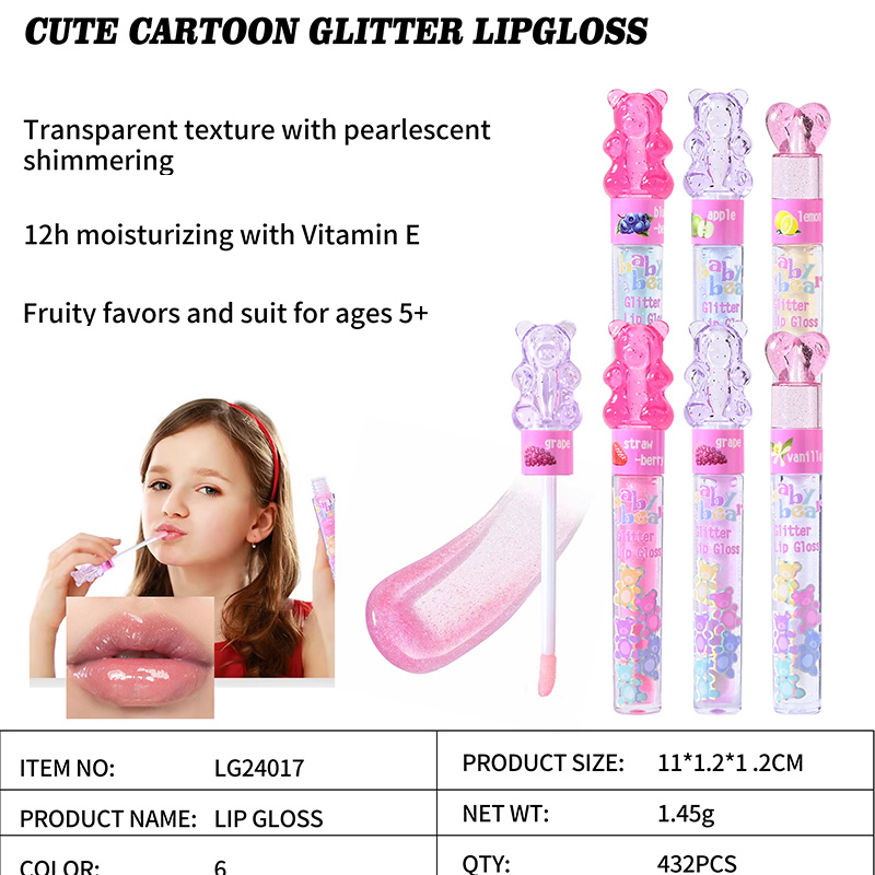 Cute Cartoon Moisturizing Transparent Texture Glitter Lipgloss LG24017
