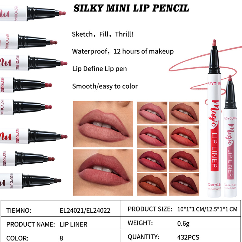 Silky Mini Waterproof Easy To Color Lip Pencil EL24021/EL24022