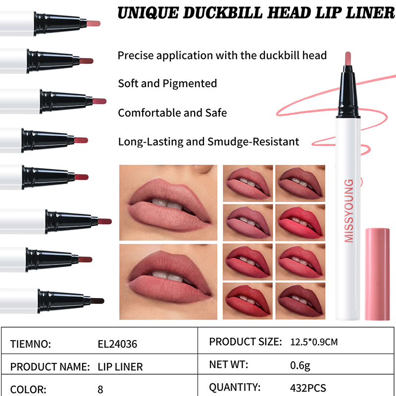 Smudge-Resistant Pigmented Safe Unique Duckbill Head Lip Liner EL24036
