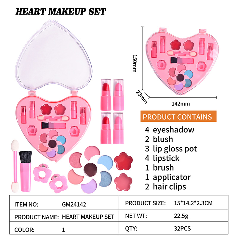 Eyeshadow Blush Lipstick Heart Makeup Set GM24142